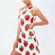 Strawberry Print Sleeveless Dress
